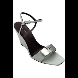 Tori Burch Women's Gigi Wedge Sandals Summit/Silver - Medium